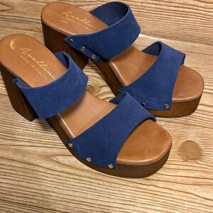 Size 38 Avellini Genuine Leather - Made in Italy Navy Wedge